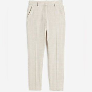 NWT. H&M Cream Checkered Elastic Waist ankle Slacks size 4